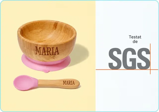 Bol din Bambus Personalizat cu Nume - testat de SGS, materiale sigure